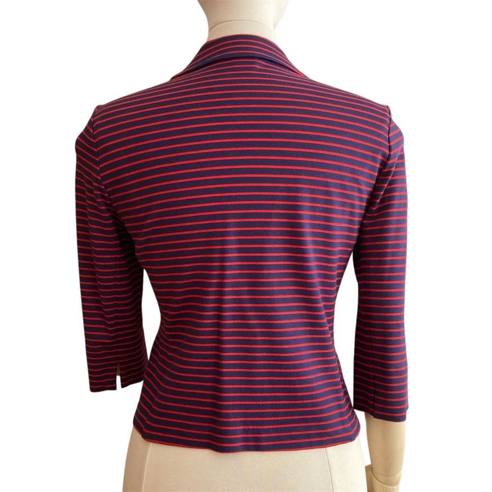 TRISTAN | Red and Blue Striped Fitted Knit Blazer Size M Like New - Picture 3 of 13